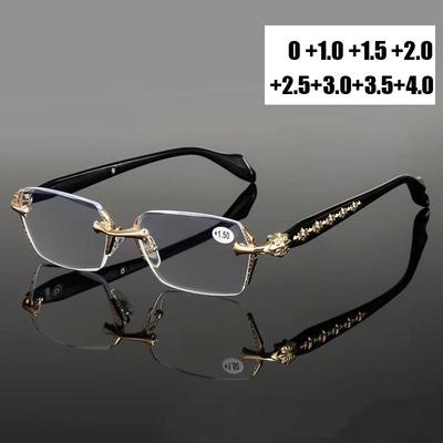 Diamond Cutting Reading Glasses Anti Blue Light Rimless Computer Far Sight Eyeglasses Women Men's Finished Prescription Eyewear