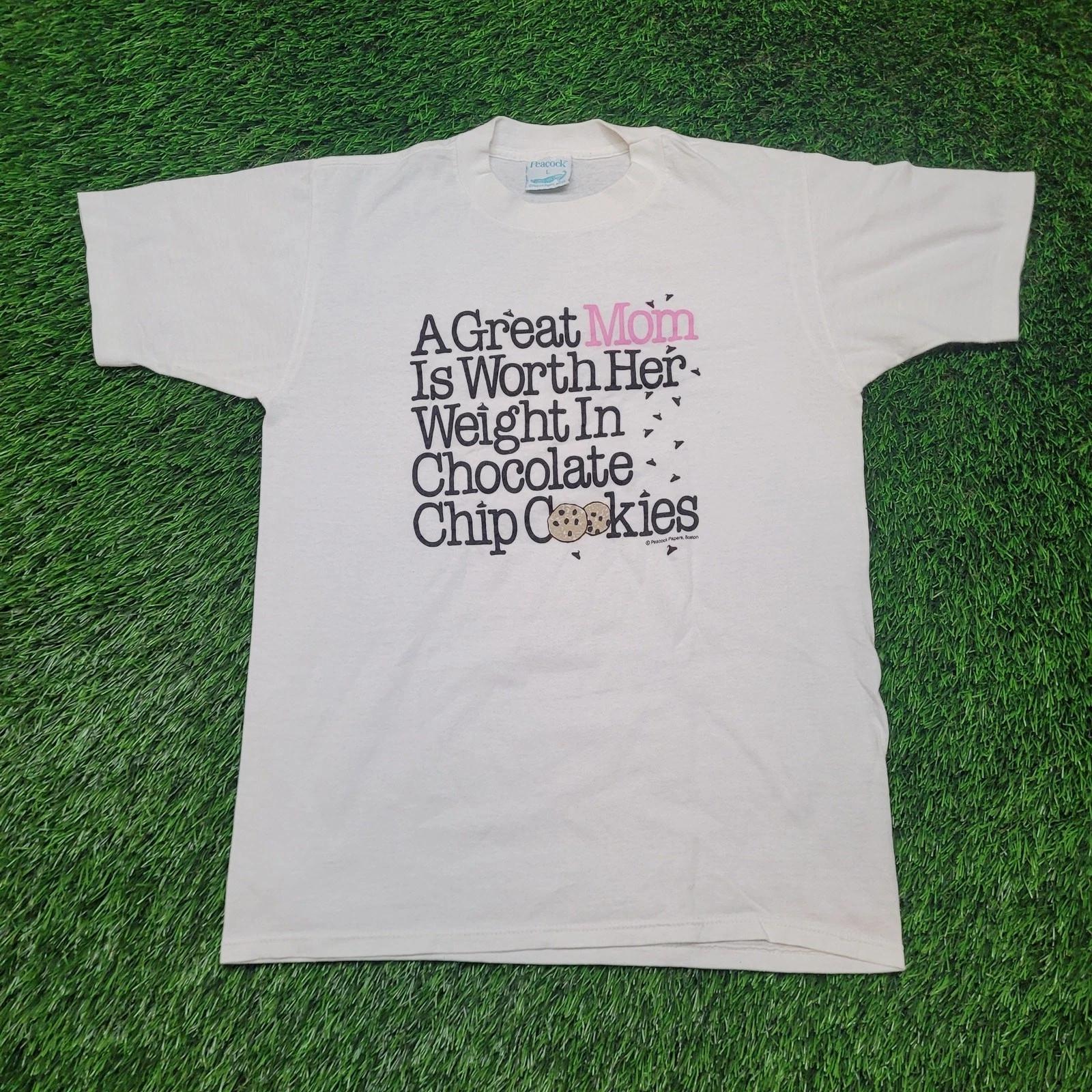 VTG 80s Funny Great Mom T-Shirt Chocolate Chip Cookies Womens Medium L