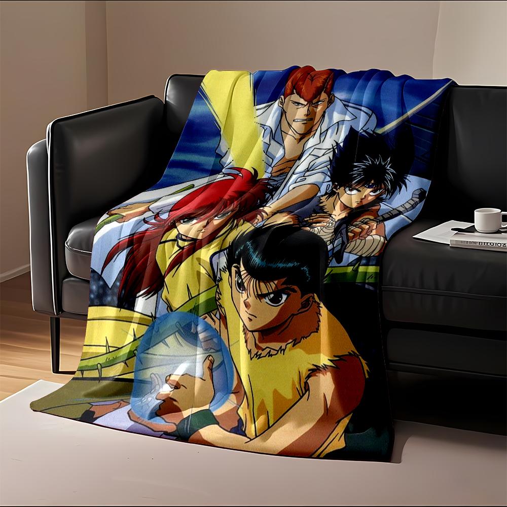 Anime Team with Powers and Weapons Design Flannel blanket for bedroom, living room, sofa, and nap sofas.
