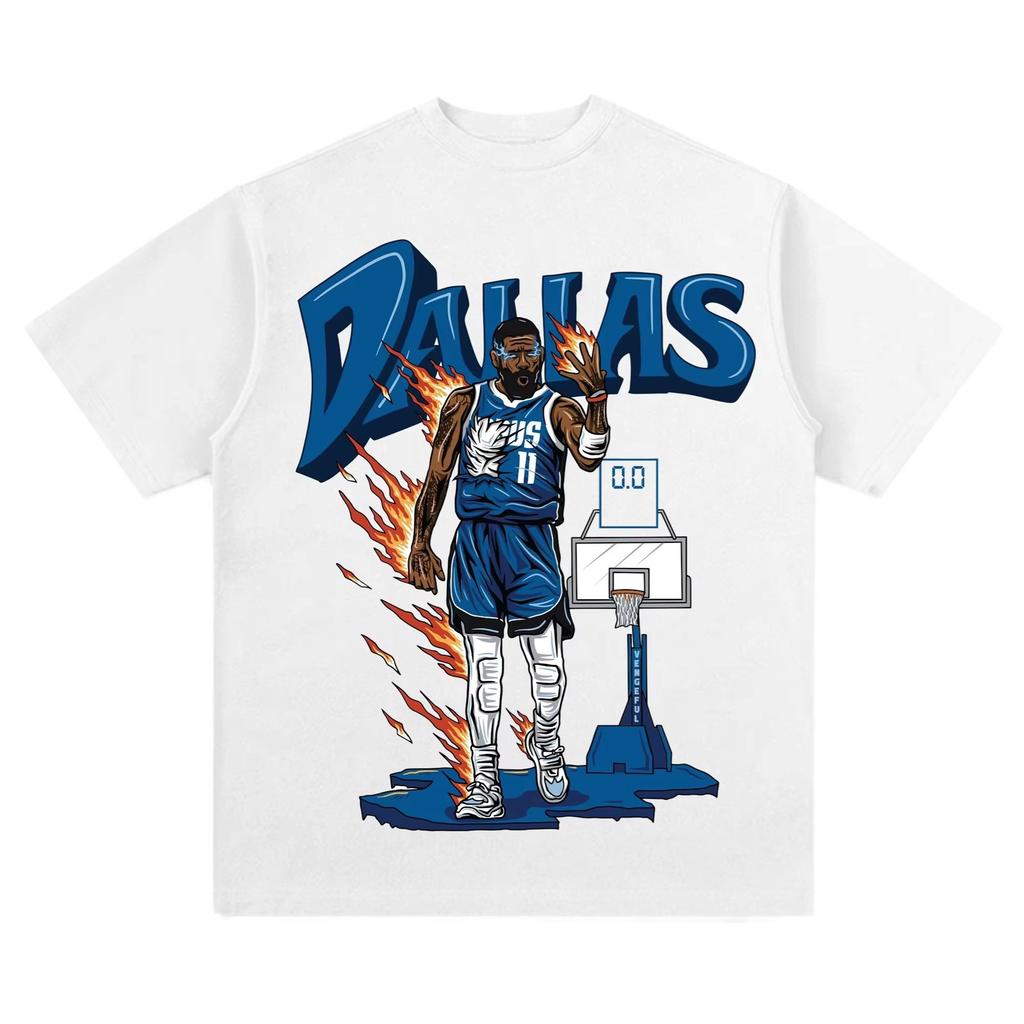 2025 Fashion American Skeleton Dallas No. 11 Kyrie Irving Basketball Cotton T-shirt Cartoon Print Kids_Men's Short-sleeved Top