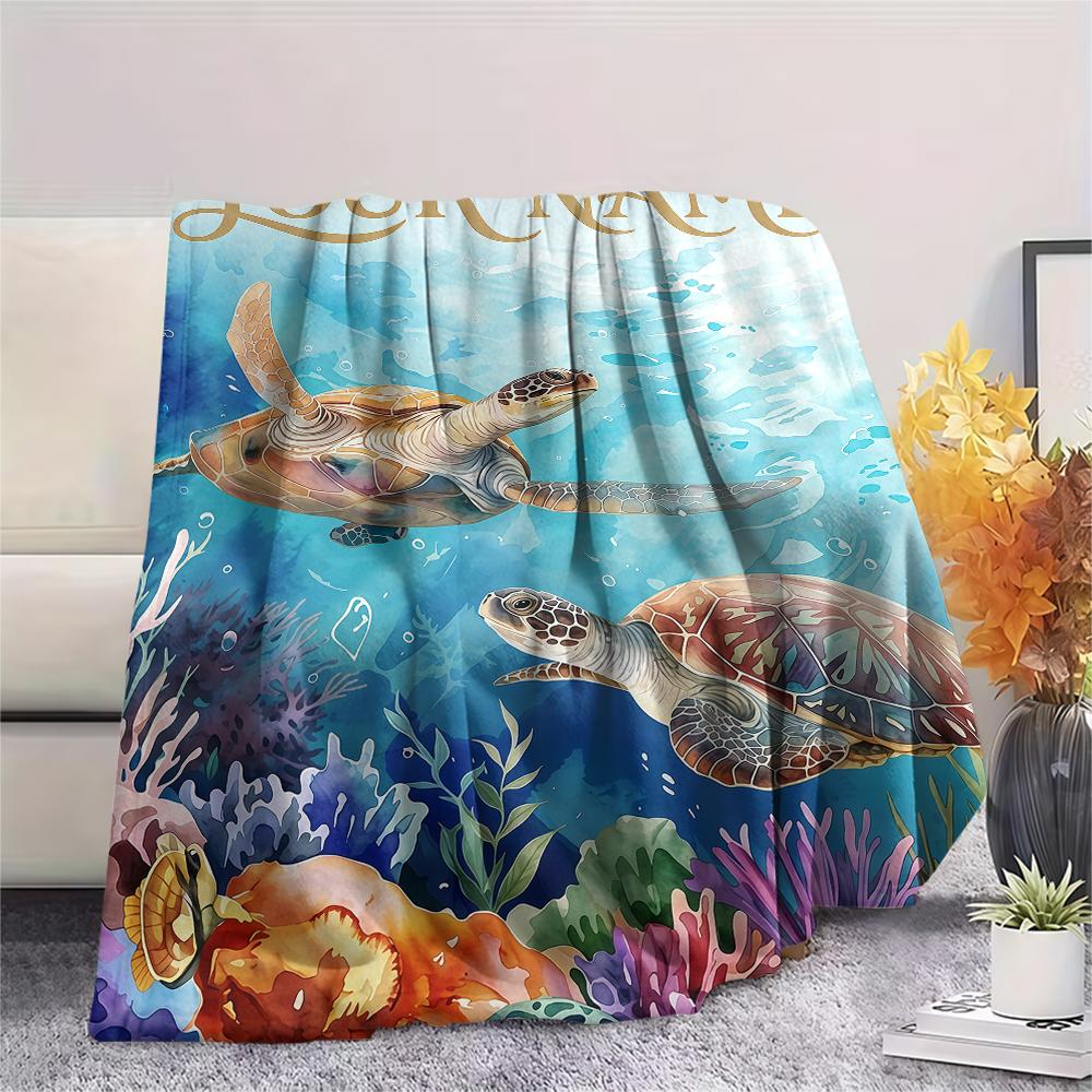 1PC Custom Name Golden Sea Adventure Patterned Flannel Blanket Suitable For All Seasons for Home Decor Warmth and Comfort Gifts Holiday Present_lx
