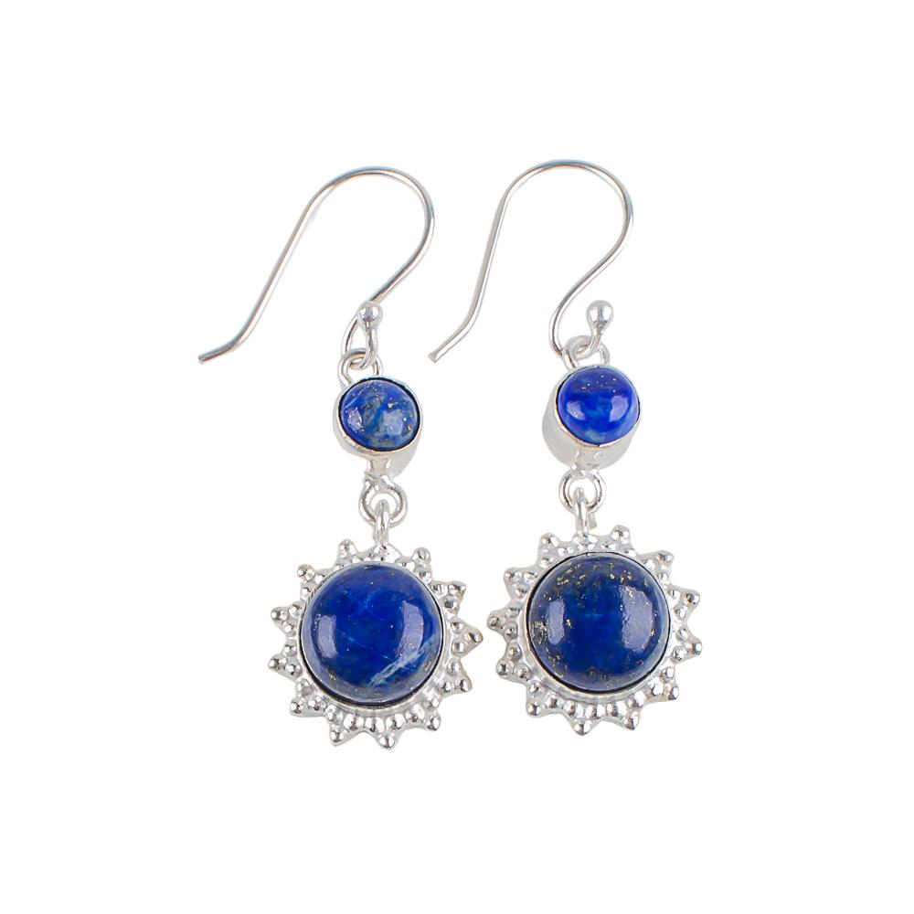 Natural Lapis Lazuli Gemstone 925 Sterling Silver Jewelry Handmade Earrings1.80" EE-13-21