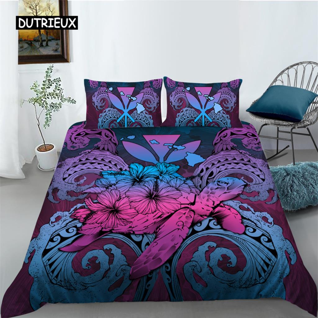 Duvet Cover Texture Sea Turtle Set Bohemian Style Ocean Animal Bedding Set Microfiber Comforter Cover Premium Bedroom Decor