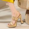 Fashion Sandals for Woman Women's Shoes Buckles Sexy Summer 2024 One Word Thick Heel Leather Footwear Open Toe High Heels Comfort Sandal