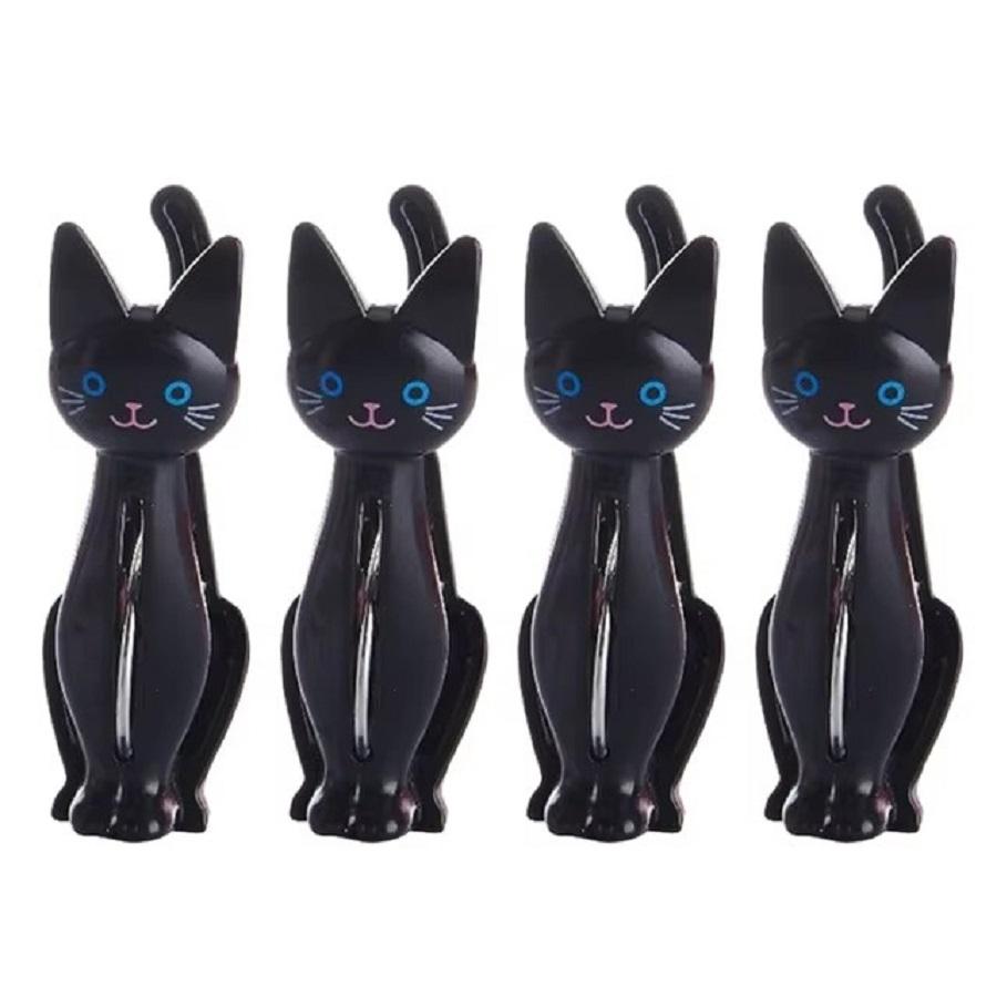 4Pcs Cute Cats Plastic Clothes Pegs Clothespins Cartoon Beach Towel Clips Bed Sheet Socks Windproof Laundry Pins