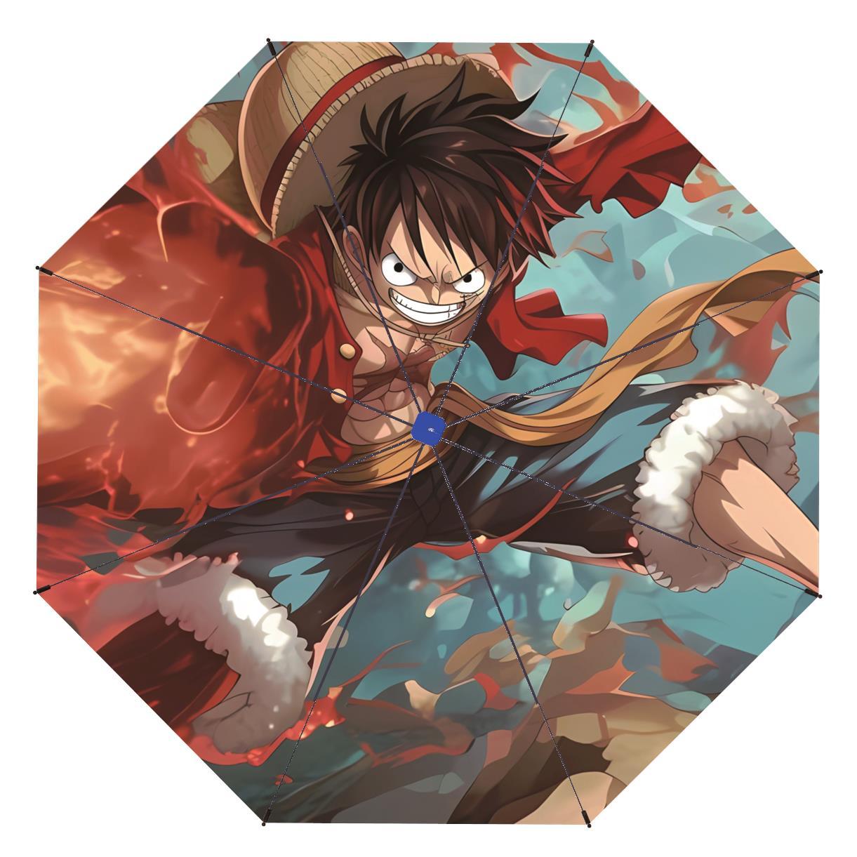 

One Piece Luffy Zoro anime cartoon merchandise, student fashion portable sun and shade black coating umbrella, gift for friends (as the picture,Iron&8K)