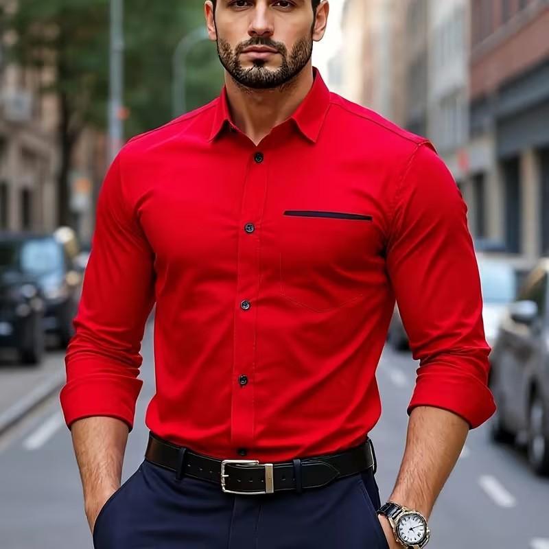 Spring And Autumn Men'S Long Sleeve Shirt