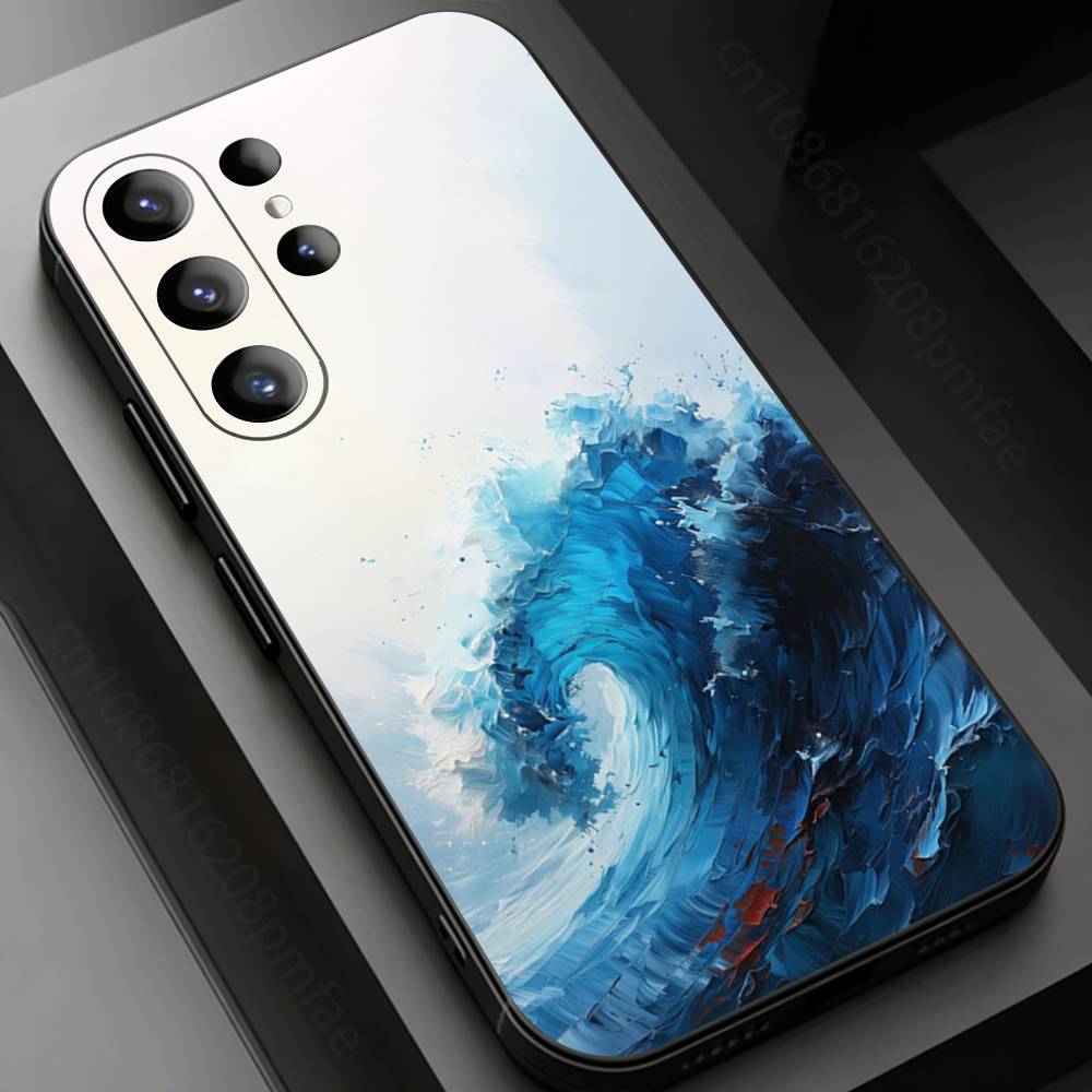Moderne Kunst Wellen Handyhülle für Samsung Galaxy S20,23 Ultra S24,22 Plus S25,26,21FE TPU Hülle