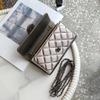 Womens Genuine Leather Long Tri-fold Wallet Lambskin Clutch Bag Chain Crossbody Small Purse Vintage Quilted