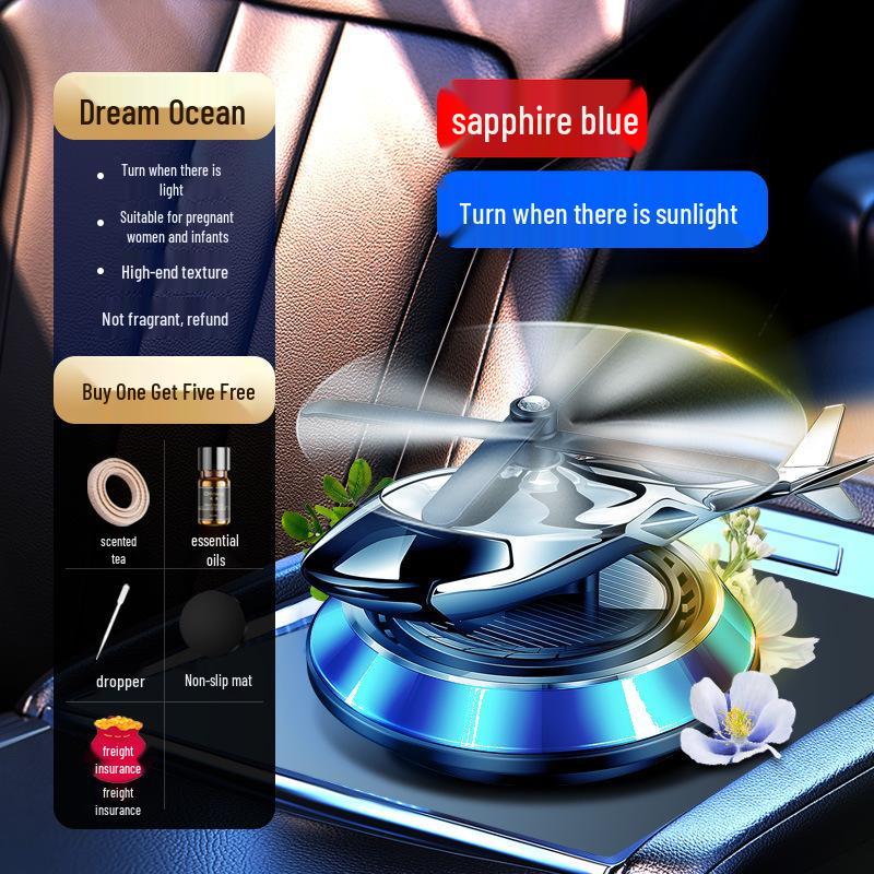 Intelligent Rotating Helicopter Solar Car Air Freshener Ornament