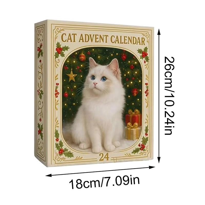 2026 Cat Christmas Advent Calendar – 24-Day Countdown with 24PCS 2D Acrylic Kitten Ornaments, Xmas Gift for Cat Lovers