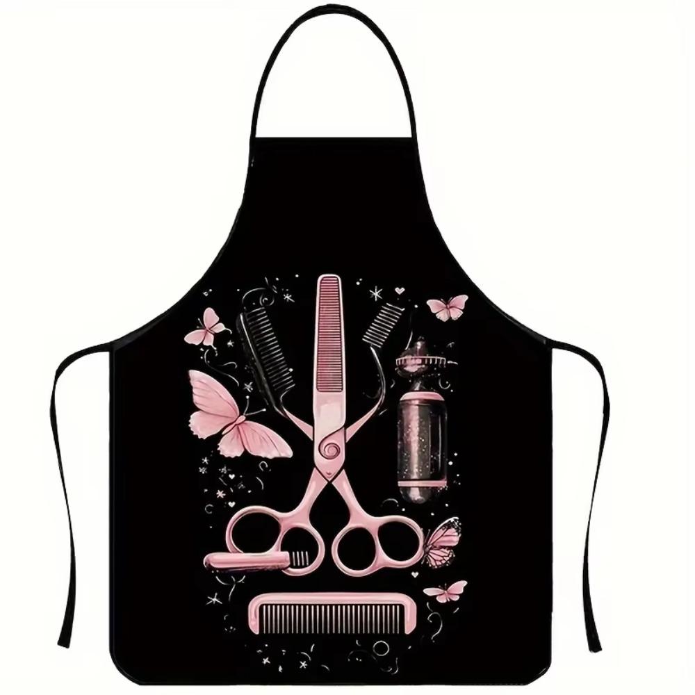 

Hair Styling Pattern Pink Hairdresser Apron Waterproof Adjustable Dinner Cooking Apron Working Clothes