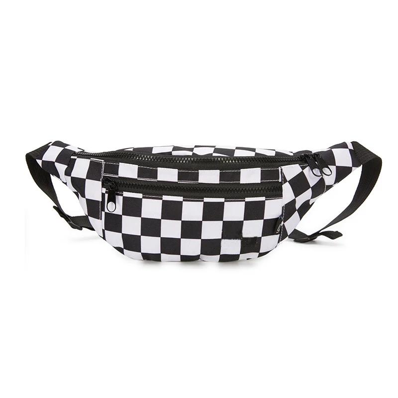 

Fashion Women Waist Bag Belt Bags Trend Plaid Chest Packs Banana Bag Canvas Hip Hop Package Bum Pack Cell Phone Pocket Pack Tas