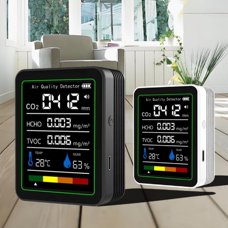 1 Set Co2 Tvoc Hcho Pm Meter Digital Temperature Humidity Tester Multifunctional Digital Air Quality Monitor Home Air Detector