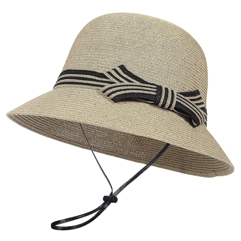 

[GEMVIE] ladies sun hat straw hat bucket hat hat ribbon decoration straw sunscreen casual UV cut UV protection small face effect beach hat trip