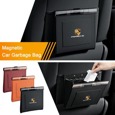 Sac à ordures magnétique pour voiture Imperméable Suspendu Universel Poubelle Pour Cayenne Panamera Macan Boxster Cayman 718 911 Autocollant