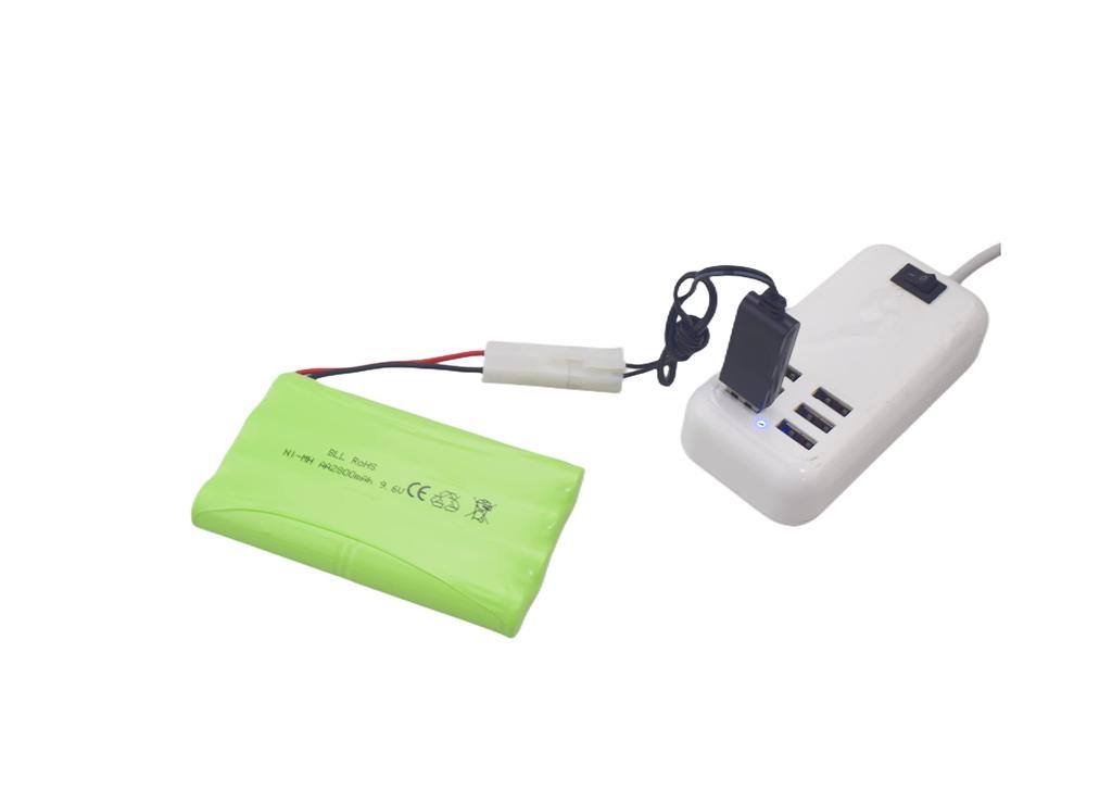 2PCS 9.6V 2800mAh AA Plug Tamiya Plug and USB Charging Cable for Remote Control Cars, Trucks, Tanks, Construction Vehicles, and RC Boats