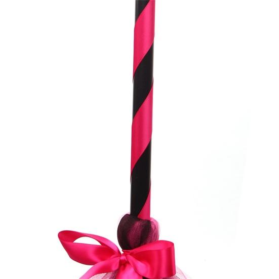 Net Yarn Bowknot Decor Cosplay Decorative Halloween Witch Broom Costume Party Halloween Plastic Broom Props Party Supplies