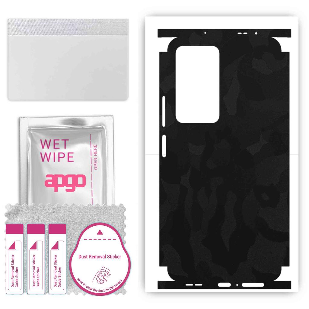 apgo Ochranná samolepka na zadní stranu + boky kompatibilní s Xiaomi Poco F4, Fólie s plným pokrytím, Fólie, Vinyl - Vzor Černá kamufláž