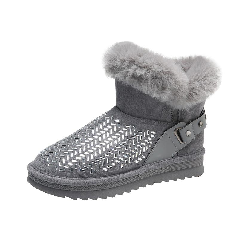 

Мода 2024 Зима Большой размер Обувь на высокой платформе Слипоны Теплая обувь из натурального меха норки Женская Роскошная Кристальная Ручная вышивка Кожа 40 серый