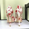 Mode Kunst Graffiti Print Damen Sexy Stiletto High Heel 10/12Cm Patchwork Damen Party Spitzschuh Pumps Schuhe Farbe Übergröße 34-46
