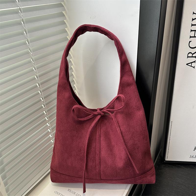 

Винтажная замшевая сумка-тоут через плечо 2025 года большой вместимости розы красного