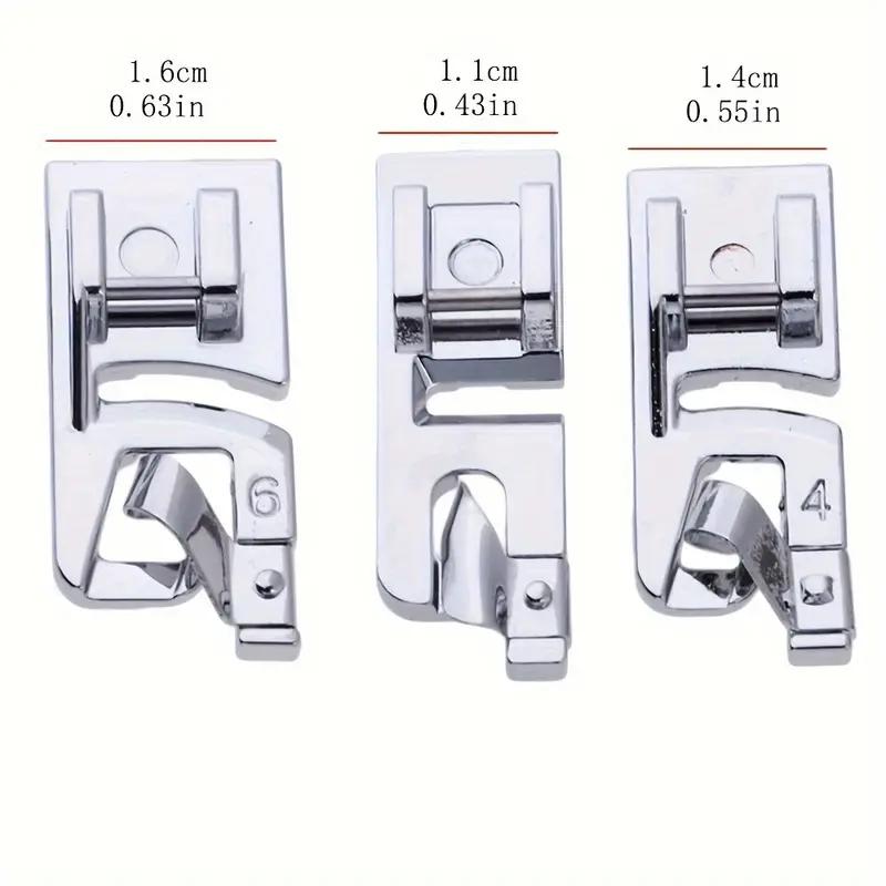3mm, 4mm 6mm Narrow Rolled Hem Presser Foot Set for Sewing Machine Singer, Brother, Babylock, Euro-Pro, Janome