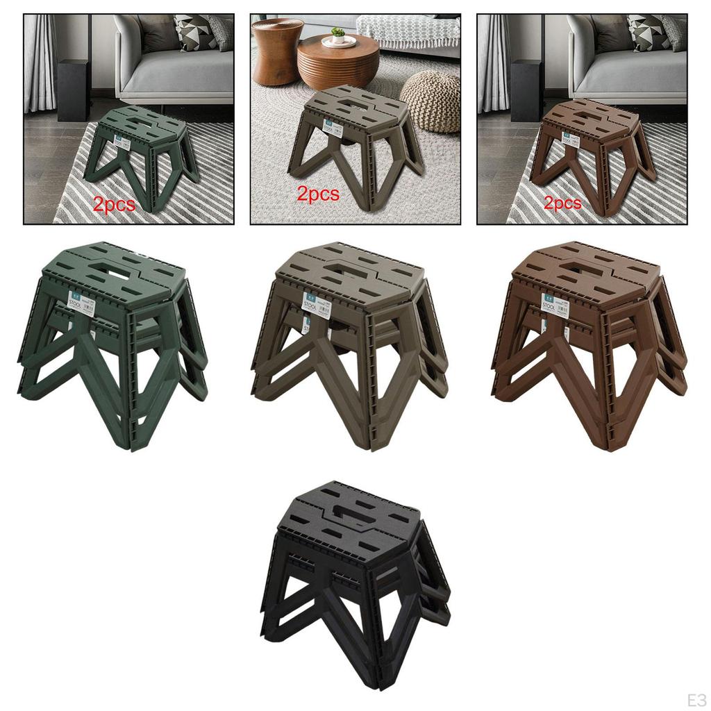 2x Foldable Stools Lightweight Outside Camping Stool for Bathroom Beach Yard