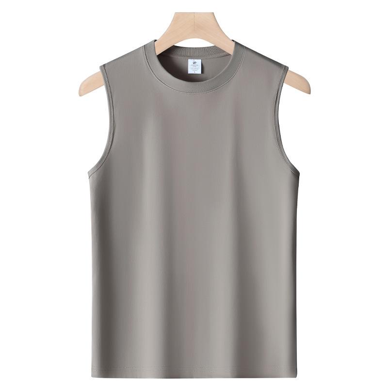 QICED Cotton Men's Vest Summer Loose Sports Fitness Shoulders Sleeveless T-shirt