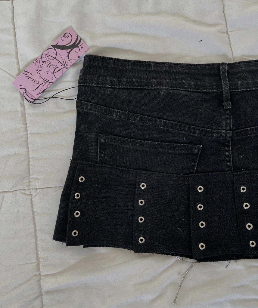 2026 Punk Streetwear Star Print Denim Collage Skirt