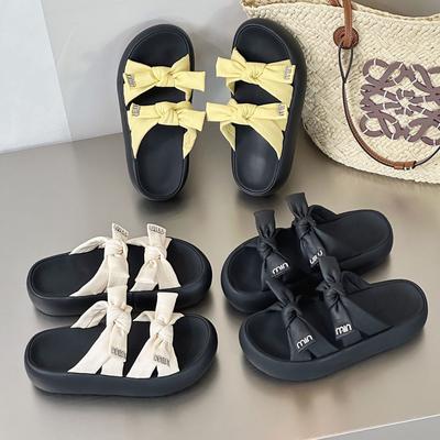 Fairy Wind Bow Wearing Cool Slippers Female 2025 Summer Korean Version Versatile Thick Bottom Open Toe Casual Sandals