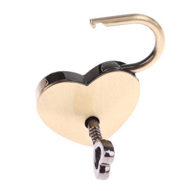 Cadenas Mini en Métal Vintage en Forme de Cœur pour Sac Valise Boîte à Bagages Serrure à Clé Avec Clé