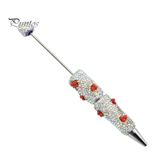 Fun Glowing Writing Tool DIY Glow-in-the-Dark Diamond Beaded Pen, Rhinestone Ballpoint Pens with Cartoon Charms, Cute Glitter Creative Gift Pen Tools
