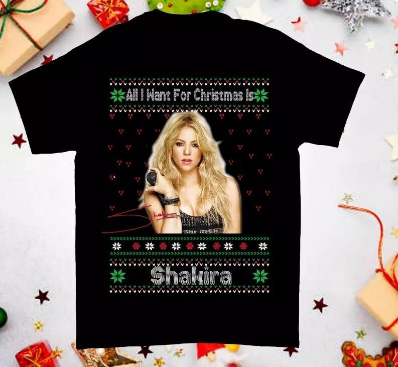 vtg Merry Christmas Shakira Signature Full Size Cotton Shirt PP1372 Unisex T-Shirt S