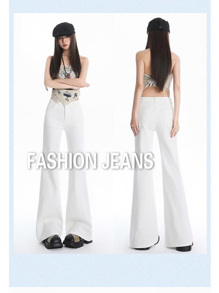 M1 Spicy American Mid-Low Waist Wide Leg Bell Bottom Jeans for Women
