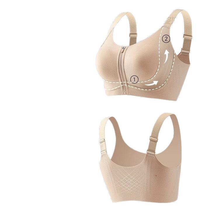Xingjin Big Breasts Show Small Underwear, Women's Thin Styles Receive Secondary Breasts, Anti-sagging Front Zipper, Easy To Wear and Take Off Front