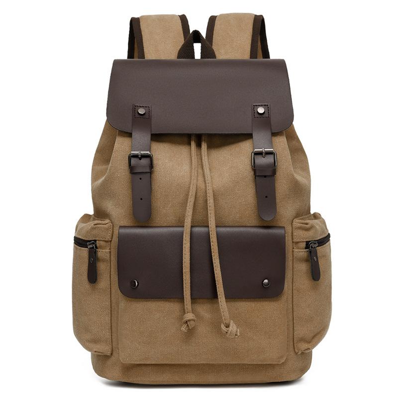 Schoolbag Retro Canvas Backpack Personality Fashion Business Travel Computer Bag Drawstring Student School Bag Wholesale