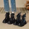 Women Metal Platform Middle Tube  New Dark Punk Increased Lace-up Female Lace Up Girl Motorcycle Boots