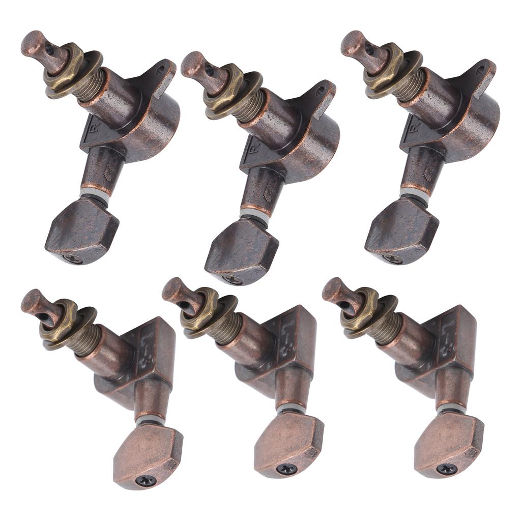 6Pcs Guitar Locking Tuners Tuning Pegs for Full Enclosed Electric Guitars AccessoriesAntique Copper
