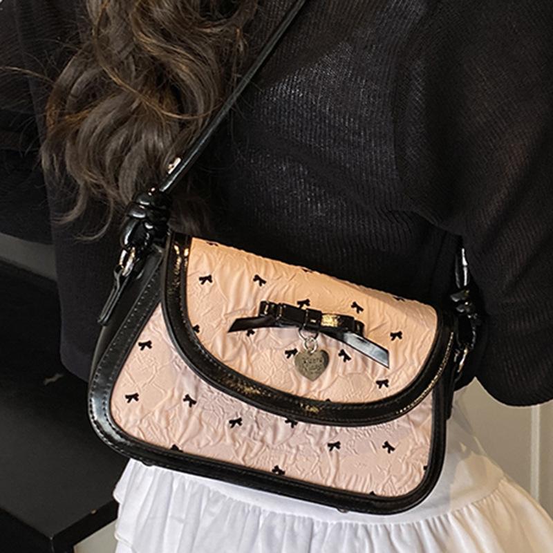 Pink Bow Underarm Bag 2025 Summer New Sweet Niche Foreign Style Design Single Shoulder Messenger Bag Women