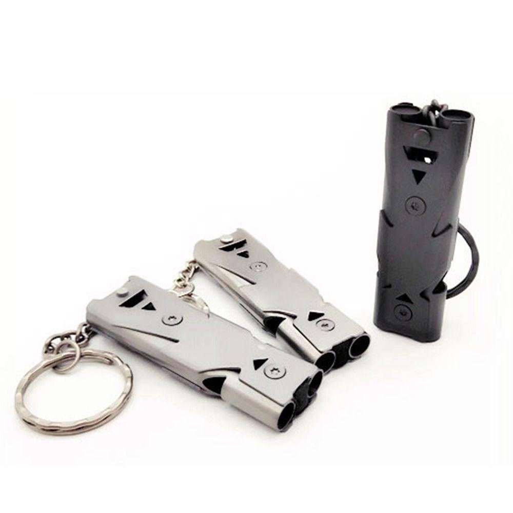 6 Colors High Decibel Whistle Stainless Steel Double Pipe Whistle Camping Hiking Tool  Outdoor Tool