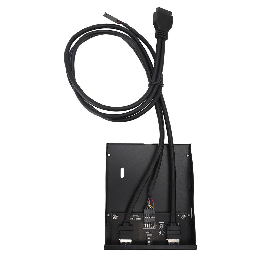 Floppy Panel 3.5in 19PIN to 2 Ports USB A 1 HD Sound Port Hub Metal Front Panel with Headphone