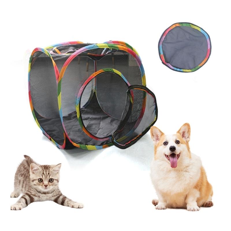 Portable Cats Tunnel Toy With Breathable Net Detachable Light weight For Indoor Outdoor Playing