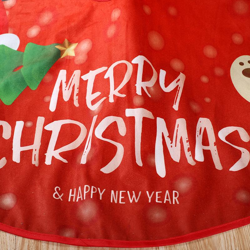 90cm Christmas Tree Skirt Red Rustic Snowflake Santa Claus Printed Xmas Tree Carpet Christmas Decor Mat New Year Decor For Home