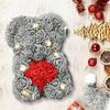 Valentine's Day, rose bear handmade rose teddy bear rose teddy bear - Gift for Valentine's Day, Mother's Day, transparent gift box (gray)