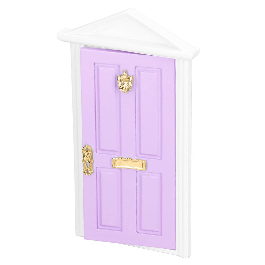Mini Wooden Door Bright Color Vivid Details Smoother Edge Dollhouse Miniature Fairy Door for 1:12