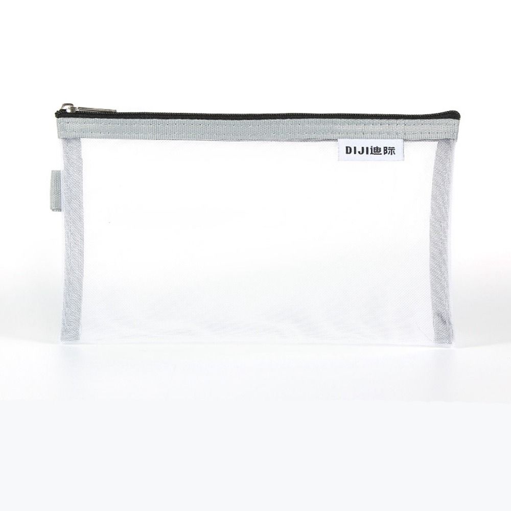 Cosmetic Bag Small Wallet Mesh Storage Bags Transparent File Bag Grid Pencil Bag Stationery Bag