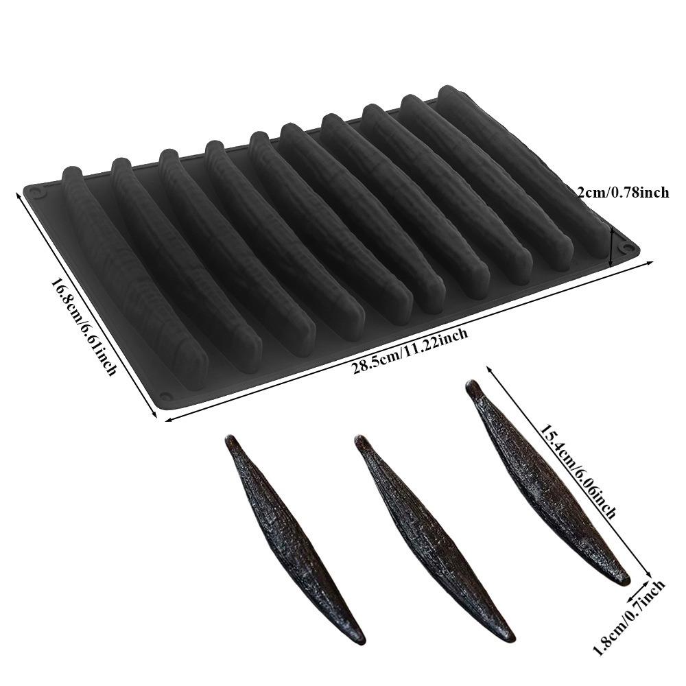 Reusable Vanilla Design Silicone Chocolate Molds Non-Stick DIY Baking Molds Flexible 10-Cell Cake Mold for Dessert Baking чёрный