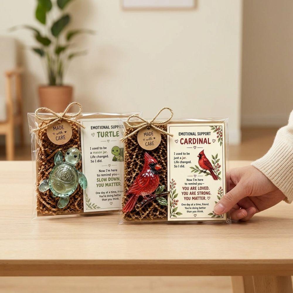 Cute Emotional Support Animal Gift Set Resin Encouragement Card Gift Kit Nightstand