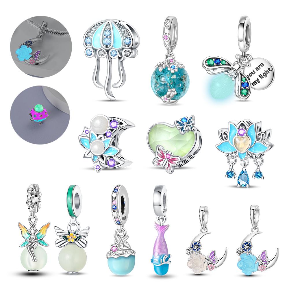 Noctilucent Copper Marine Organism Flowers Firefly Star Moon Build Pendant Bead Fit Bracelet Necklaces Party Gifts